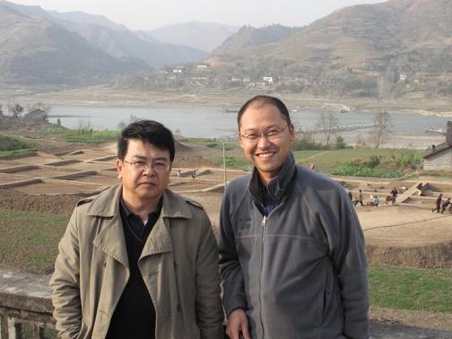 高蒙河与潘碧华2010年11月在湖北郧县复旦考古工地